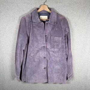 Margaret Godfrey‎ Womens Medium Purple Leather Shirt Jacket Shacket vintage